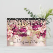 ブライダルの結婚バラドリップピンクマルサラバラライト 招待状 (スタンド正面)