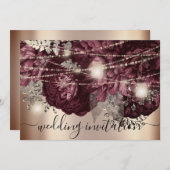 ブライダルの結婚バラ金ゴールドブルガンディマルサラライト 招待状 (正面/裏面)