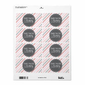 ブライダルまたはベビーシャワストライプーズミニシャンパンラベル ラベル (フルシート)