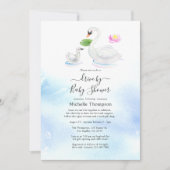 ブライダルまたはベビーシャワーで白鳥の水カラー駆動 招待状 (正面)