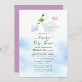 ブライダルまたはベビーシャワーで白鳥の水カラー駆動 招待状 (正面/裏面)
