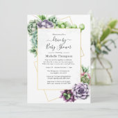 ブライダルまたはベビーシャワーによる多肉食の幾何学的ドライブ 招待状 (スタンド正面)