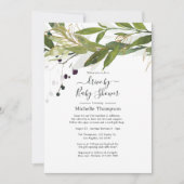 ブライダルまたはベビーシャワーによる水彩緑化ドライブ 招待状 (正面)