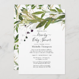 ブライダルまたはベビーシャワーによる水彩緑化ドライブ 招待状