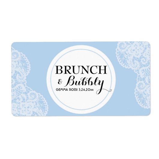 ブライダルまたはベビーシャワーレースミニシャンパンラベル ラベル (正面)