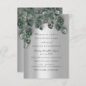 ブライダルウェディグリッタースモーキーグレーユーカリプトゥスグリーンリー 招待状 (正面/裏面)