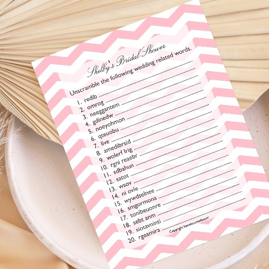 ブライダルウェディングシャワー単語スクランブルゲーム