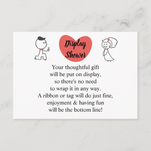 ブライダルウェディングシャワー結婚の夫婦を表示  エンクロージャーカード (正面)