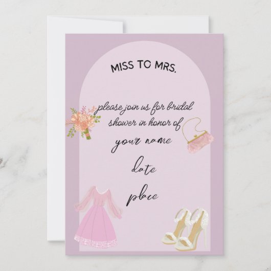 ブライダルエレガントシャワーへの招待 招待状 (正面)