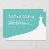 ブライダルエレガントシャワー招待ターコイズ 招待状 (正面/裏面)