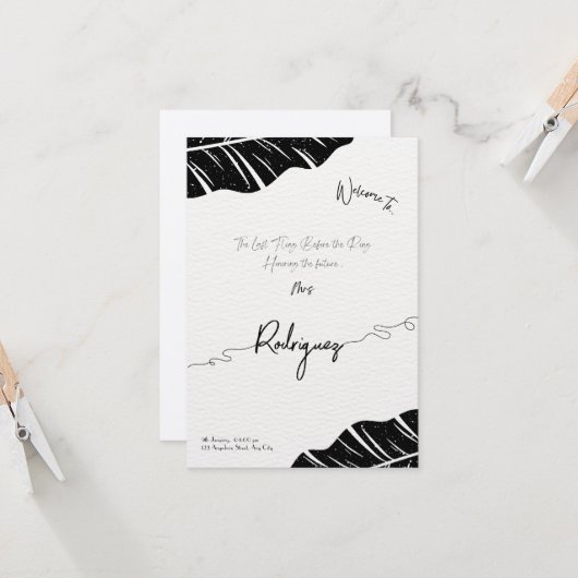 ブライダルエレガントシャワー招待フラットカード (正面/裏面インサイチュ)