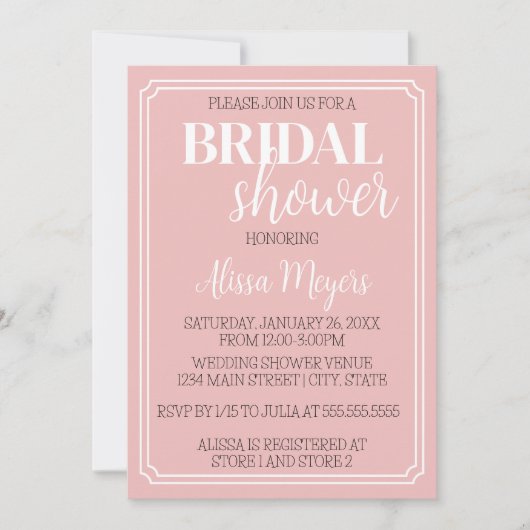 ブライダルエレガントフォーマルシャワーへの招待 招待状 (正面)