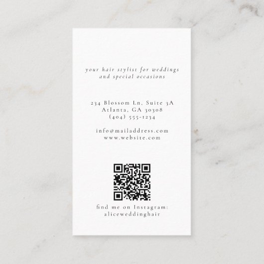 ブライダルエレガントヘアカスタムサロン結婚ズ 名刺 (裏面)