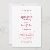 ブライダルエレガントランチョンブリデスメイドマゼンタレッド 招待状 (正面)