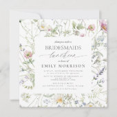 ブライダルエレガントランチョンワイルドフラワーセージ緑 招待状 (正面)