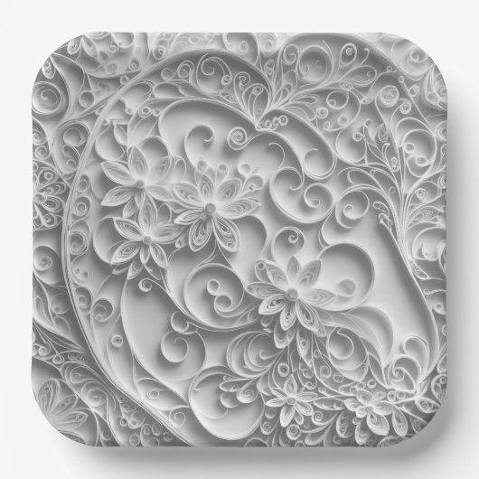 ブライダルエレガント紙クリングデザイン ペーパープレート (正面)