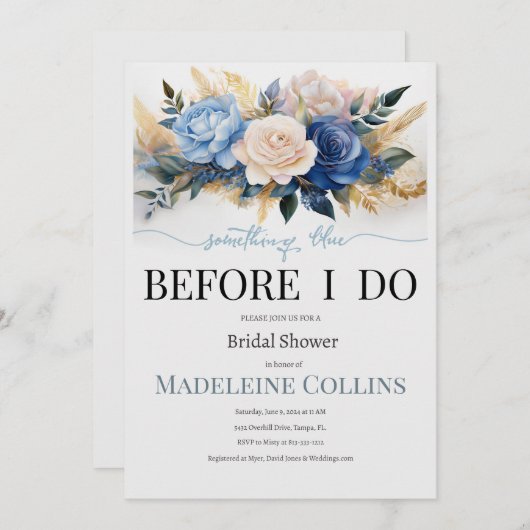 ブライダルカスタムシャワーの招待状 (正面/裏面)