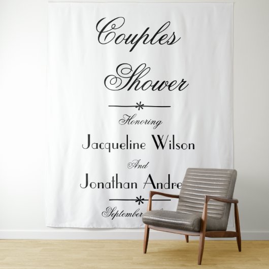 ブライダルカップルのシャワースクリプトフォトブース背景 タペストリー (インサイチュ)