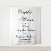ブライダルカップルのシャワースクリプトフォトブース背景 タペストリー (正面)