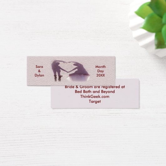 ブライダルカップルのシルエットハートとレジストリカード (デスク)