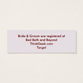 ブライダルカップルのシルエットハートとレジストリカード (裏面)