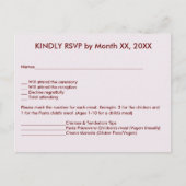 ブライダルカップルのシルエットハートサンドウェディングRSVP インビテーションポストカード (正面)