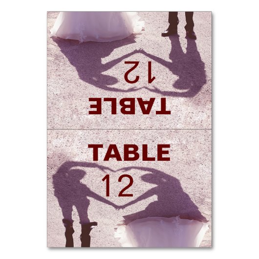 ブライダルカップルのシルエットハート結婚イン砂 テーブルナンバー (正面)