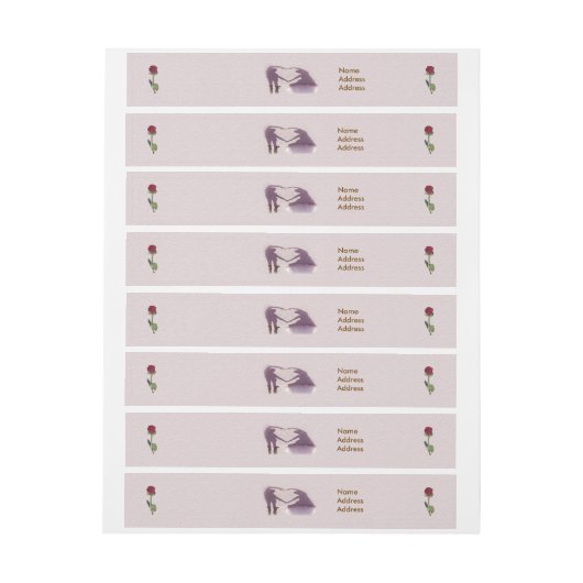 ブライダルカップルのシルエットハート結婚イン砂 ラップアラウンド宛名ラベル (シート)