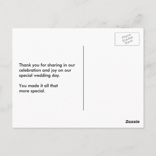 ブライダルカップルのシルエットハートin砂ありがとう ポストカード (裏面)