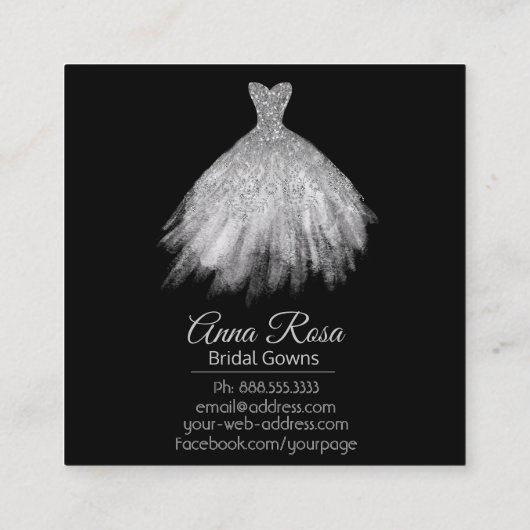 *~*ブライダルガウンのド結婚レスの結婚イベント スクエア名刺 (裏面)