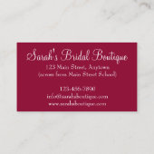 ブライダルガウンドレスショップアパレル結婚ズブティック 名刺 (裏面)