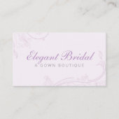 ブライダルガウンブティックパープルラベンダービジネスカード 名刺 (正面)