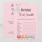ブライダルガウンブライダルピンクワードスクランブルゲーム 招待状 (正面/裏面)