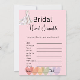 ブライダルガウンブライダルピンクワードスクランブルゲーム 招待状