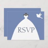 ブライダルガウンブルーRSVP 出欠カード (正面/裏面)