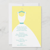 ブライダルガウン付きハンガー – 黄、ピンク、青 招待状 (裏面)
