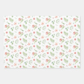 ブライダルグリーンとピンクのトロピカル葉と花 ラッピングペーパーシート (正面3)