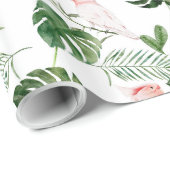ブライダルグリーンウォーター色トロピカル葉スピンクバード ラッピングペーパー (ロールコーナー)