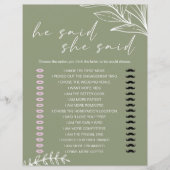 ブライダルゲーム彼は彼女はセージ緑の花を言った (正面)