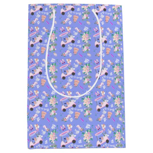 ブライダルゴルフブライダルシャワーシームレス模様 ミディアムペーパーバッグ (正面)