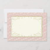 ブライダルサンキューカードピンクレース、アイボリー、金ゴールド サンキューカード (裏面)