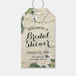 ブライダルシャワーあじさい花ひもライトウッド ギフトタグ