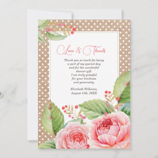 ブライダルシャワーありがとうカスタムフォトカード サンキューカード (正面)