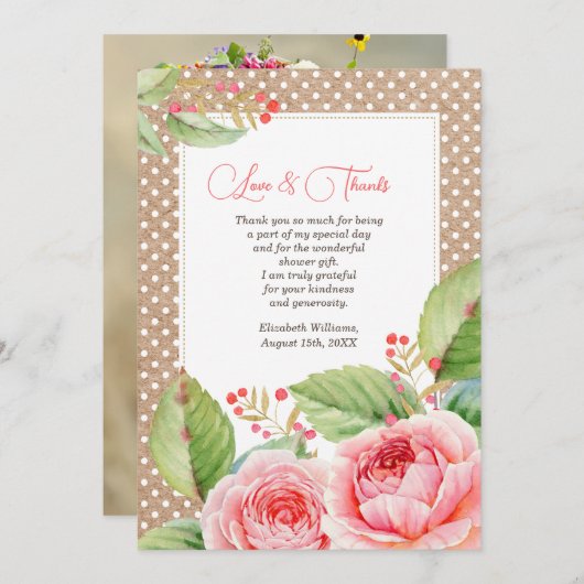 ブライダルシャワーありがとうカスタムフォトカード サンキューカード (正面/裏面)
