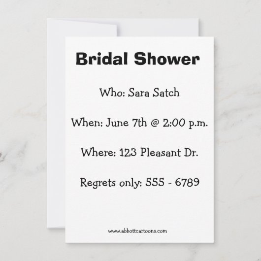 ブライダルシャワーおもしろいユーモア招待状 招待状 (裏面)