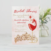 ブライダルシャワーおもしろいワインクラウンホワイト金ゴールド招待状 招待状 (スタンド正面)