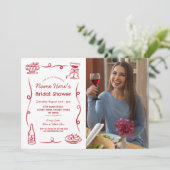 ブライダルシャワーお洒落手描き写真 招待状 (スタンド正面)