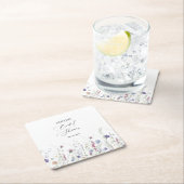 ブライダルシャワーお洒落紙コースターパープル スクエアペーパーコースター (インサイチュ)