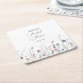 ブライダルシャワーお洒落紙コースターパープル スクエアペーパーコースター (アングル)