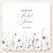 ブライダルシャワーお洒落紙コースターパープル スクエアペーパーコースター (正面)